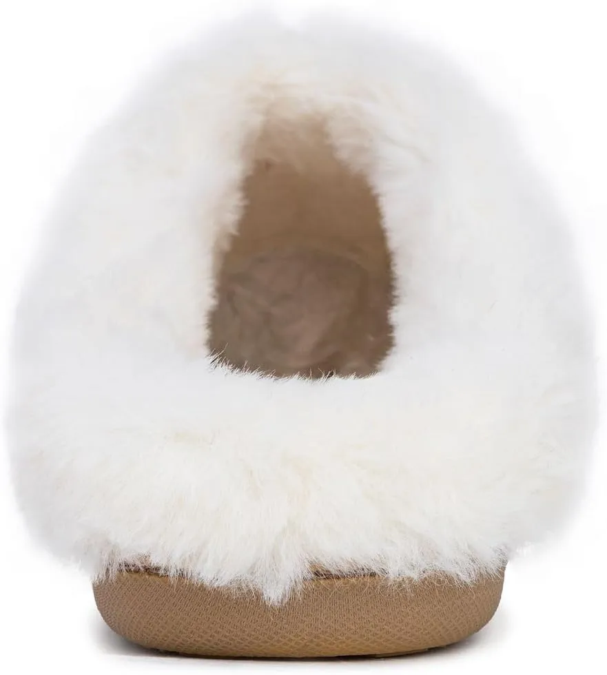 Nautica Women's Cozy Clog Slippers with Plush Faux Fur Collar and Durable Rubber Sole for Indoor & Outdoor Comfort