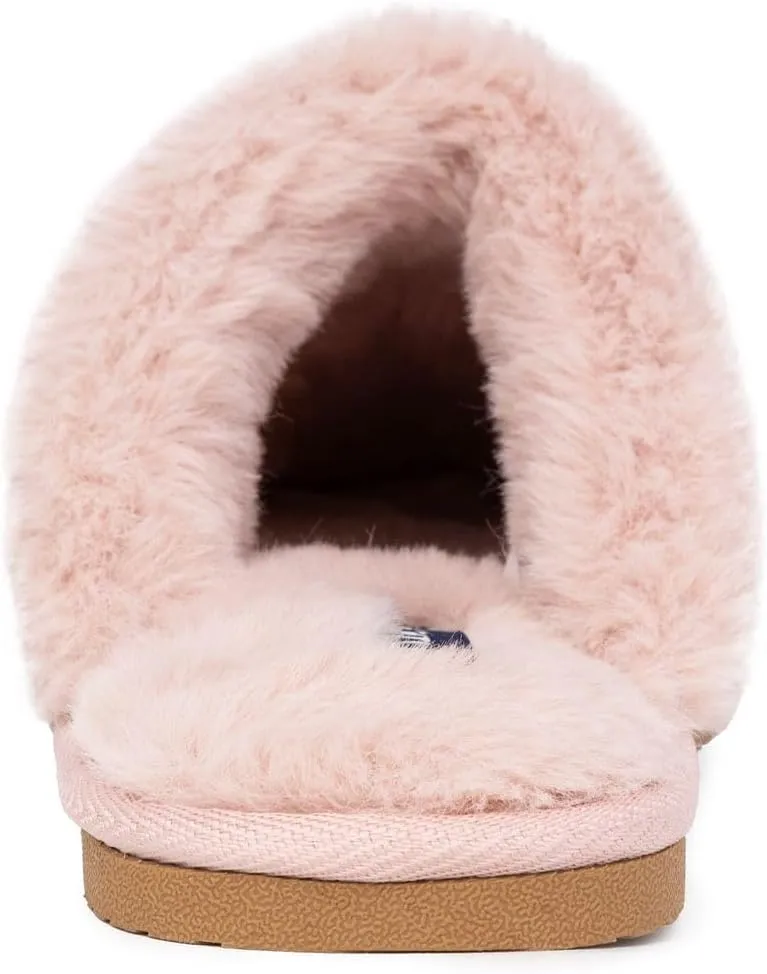 Nautica Women's Cozy Clog Slippers with Plush Faux Fur Collar and Durable Rubber Sole for Indoor & Outdoor Comfort