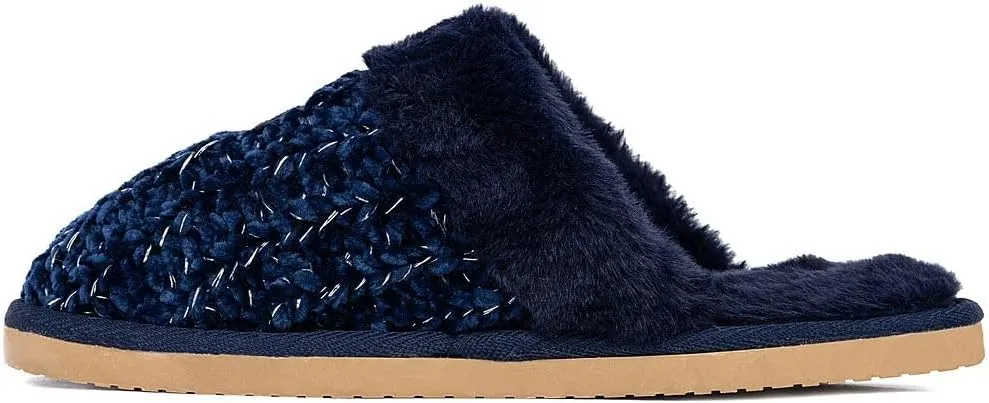 Nautica Women's Cozy Clog Slippers with Plush Faux Fur Collar and Durable Rubber Sole for Indoor & Outdoor Comfort