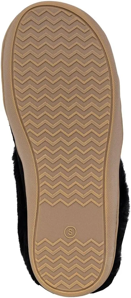 Nautica Women's Cozy Clog Slippers with Plush Faux Fur Collar and Durable Rubber Sole for Indoor & Outdoor Comfort