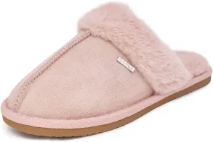 Nautica Women's Cozy Clog Slippers with Plush Faux Fur Collar and Durable Rubber Sole for Indoor & Outdoor Comfort