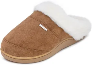 Nautica Women's Cozy Clog Slippers with Plush Faux Fur Collar and Durable Rubber Sole for Indoor & Outdoor Comfort