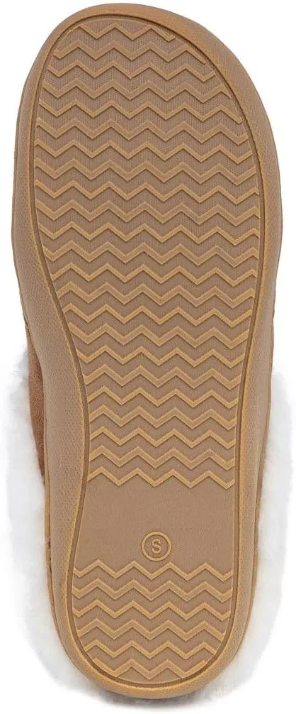 Nautica Women's Cozy Clog Slippers with Plush Faux Fur Collar and Durable Rubber Sole for Indoor & Outdoor Comfort