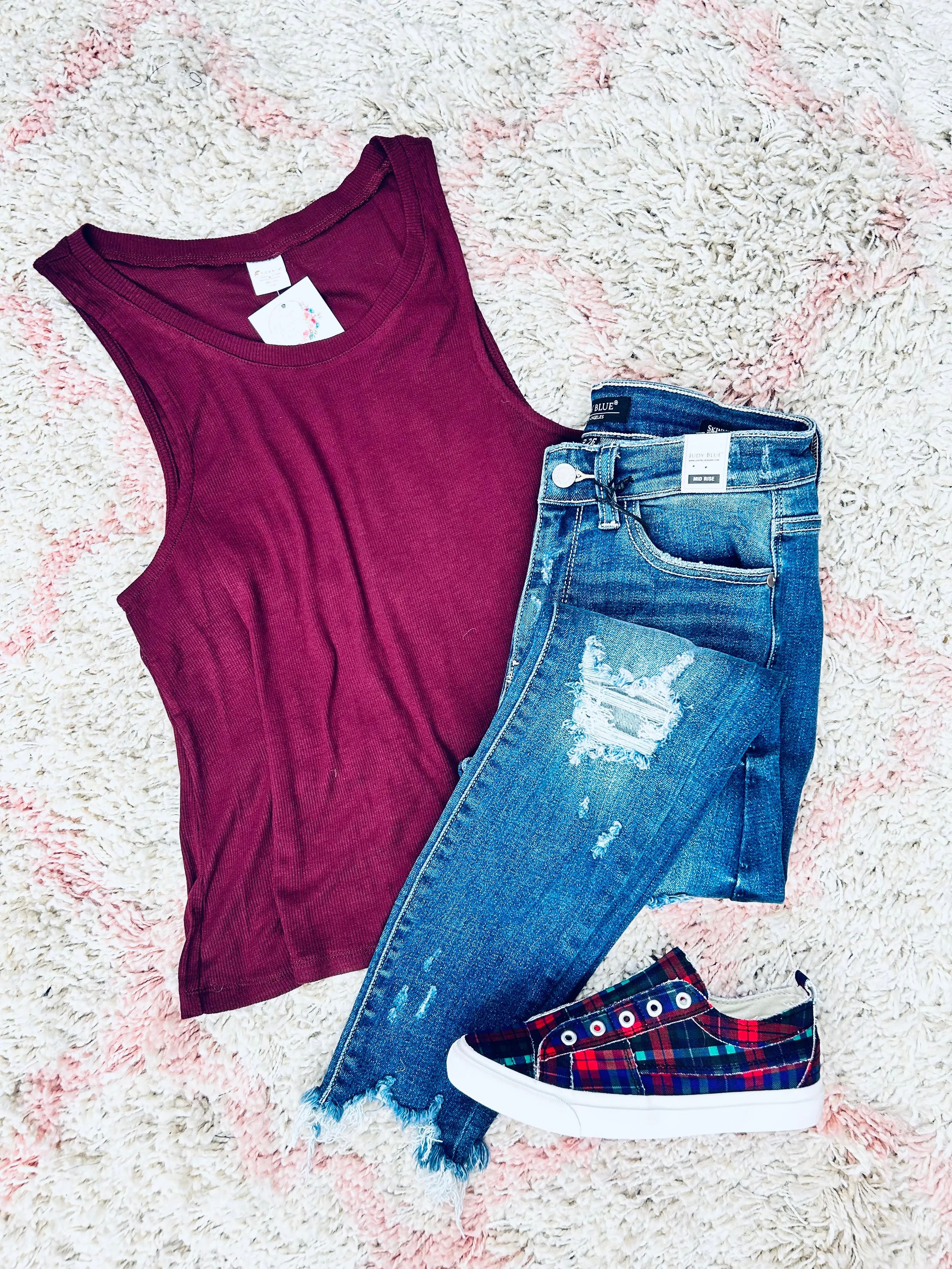 Navy Plaid  Tartan Babalu Sneakers