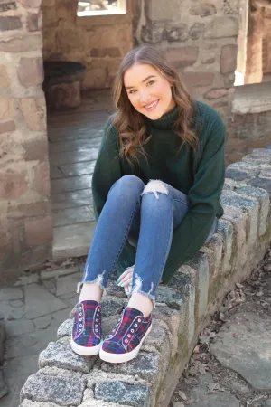 Navy Plaid  Tartan Babalu Sneakers