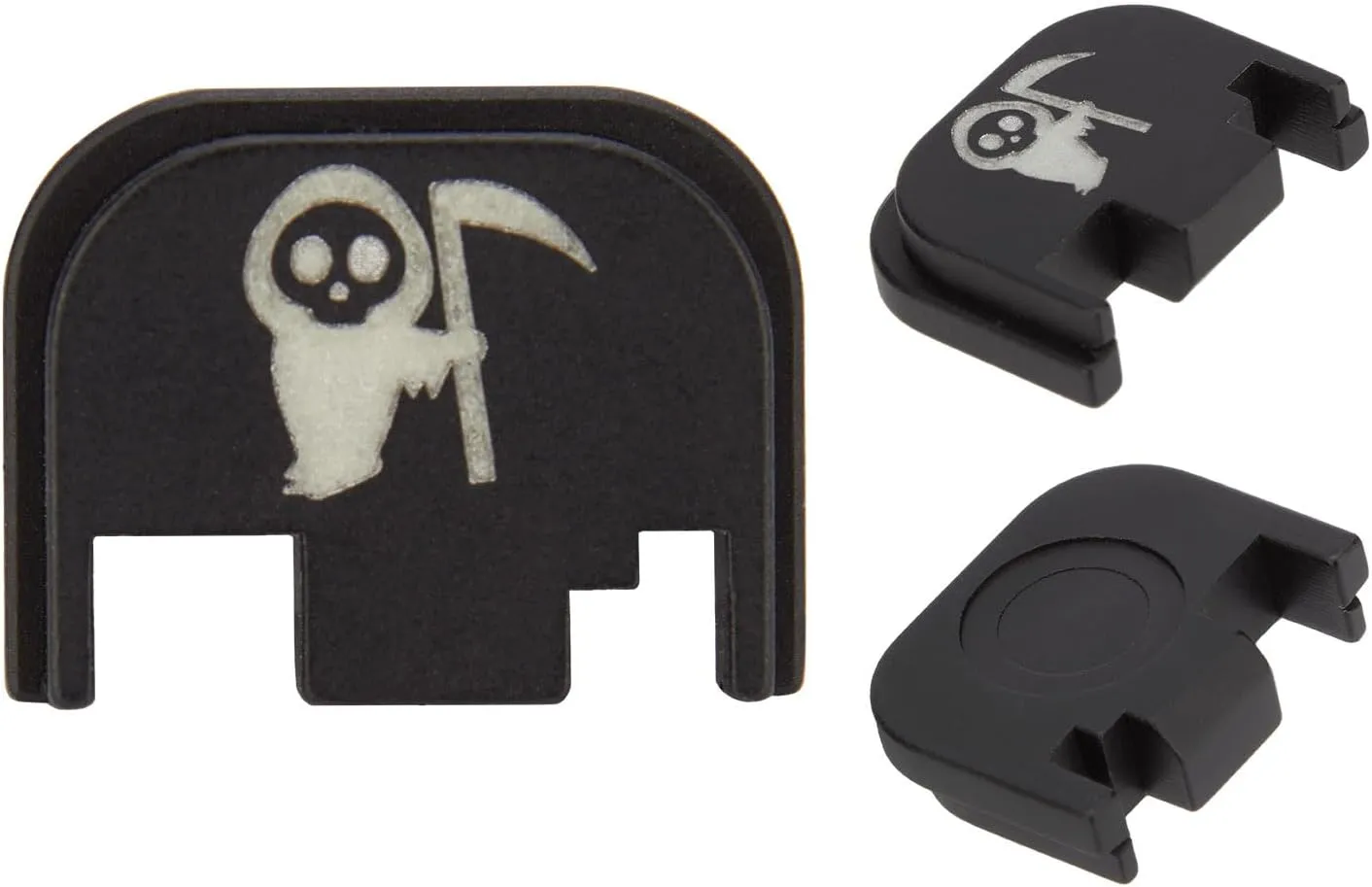 NDZ Performance Glow in The Dark Slide Cover Plate for Glock Gen 1/2/3/4/5 17 17L 19 19X 20 21 22 23 24 26 27 29 30 31 32 33 34 35 36 37 38 39 40 41 43 43X 45 47 48 in 9mm 10mm .40 .357 .45, Aluminum