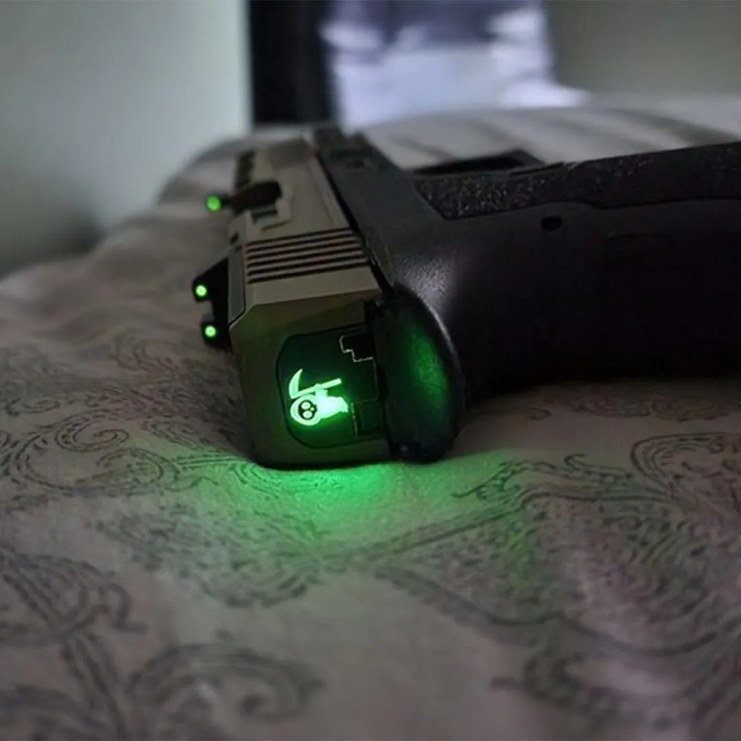 NDZ Performance Glow in The Dark Slide Cover Plate for Glock Gen 1/2/3/4/5 17 17L 19 19X 20 21 22 23 24 26 27 29 30 31 32 33 34 35 36 37 38 39 40 41 43 43X 45 47 48 in 9mm 10mm .40 .357 .45, Aluminum