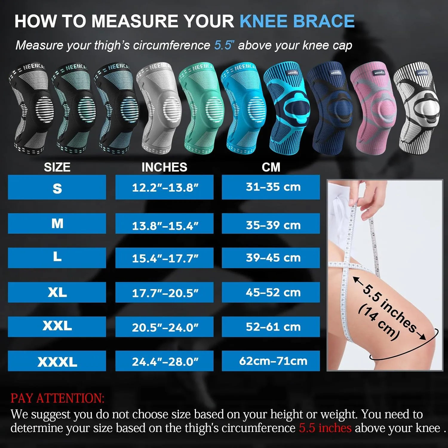 NEENCA Knee Brace for Knee Pain Relief, Medical Knee Support with Patella Pad & Side Stabilizers, Compression Knee Sleeve for Meniscus Tear, ACL, Arthritis, Joint Pain, Runner, Sport- FSA/HSA APPROVED
