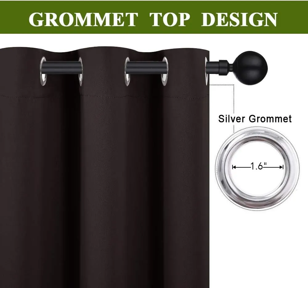NICETOWN Blackout Curtain Room Darkening Panel Energy Smart Light Blocking Solid Grommet Blackout Curtain/Drape for Patio (1 Piece, 42 inches x 84 inches, Toffee Brown)
