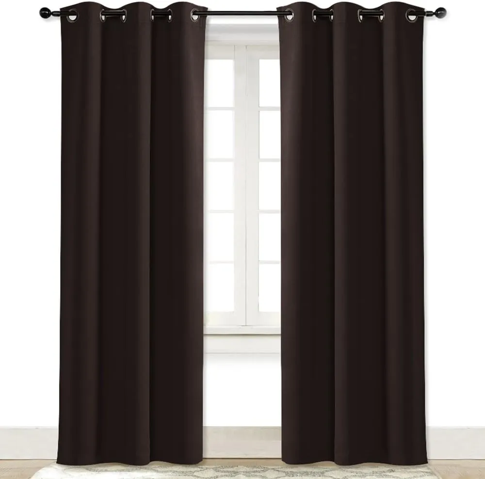 NICETOWN Blackout Curtain Room Darkening Panel Energy Smart Light Blocking Solid Grommet Blackout Curtain/Drape for Patio (1 Piece, 42 inches x 84 inches, Toffee Brown)