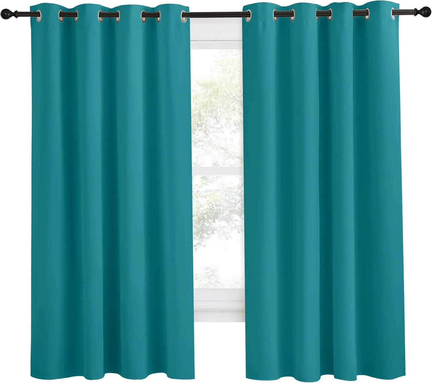 NICETOWN Peacock Teal Blackout Curtains 68inch Length, 1 Panel, 55" Wide, Chic Thermal Insulated Grommet Room Darkening Window Drapes for Bedroom/Living Room