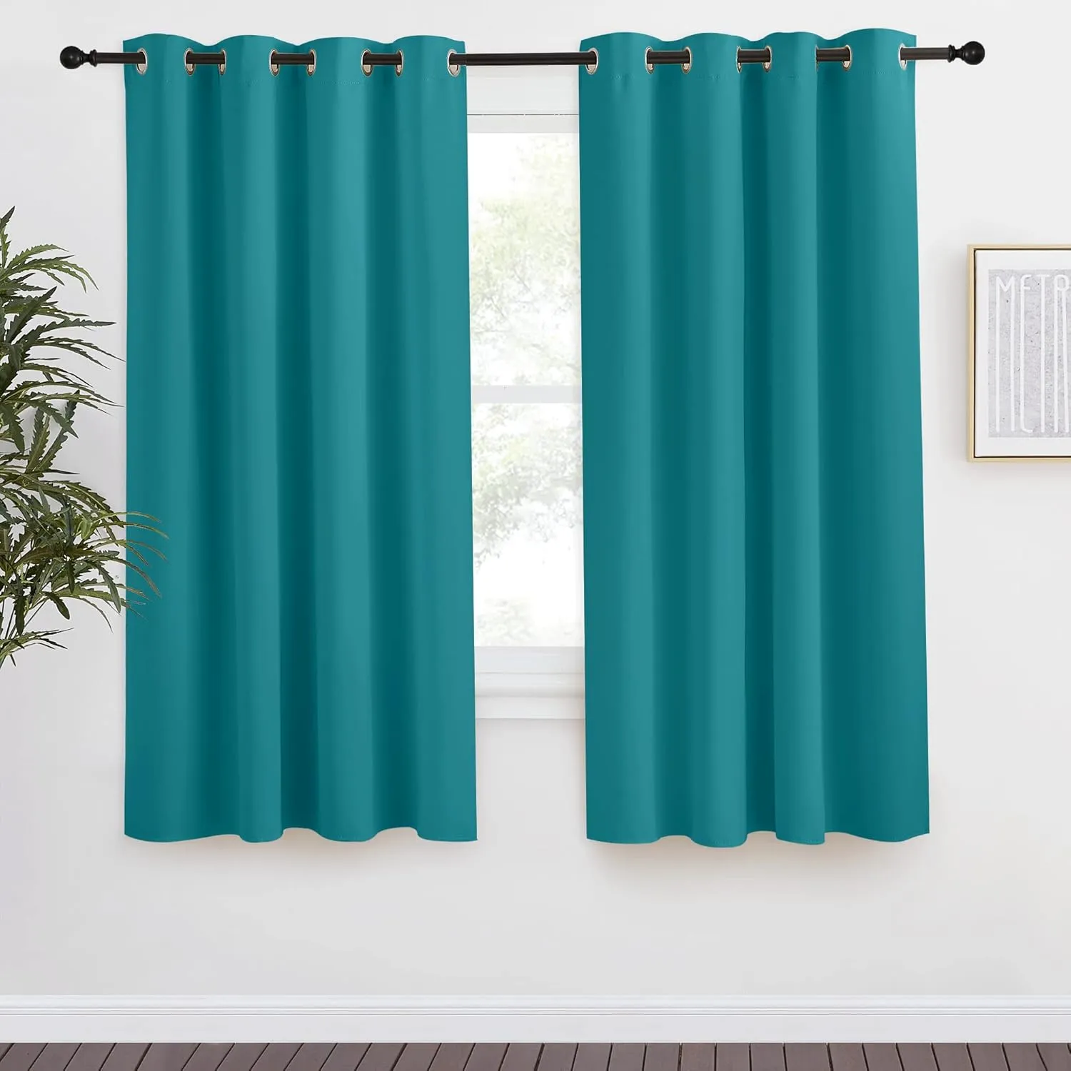 NICETOWN Peacock Teal Blackout Curtains 68inch Length, 1 Panel, 55" Wide, Chic Thermal Insulated Grommet Room Darkening Window Drapes for Bedroom/Living Room