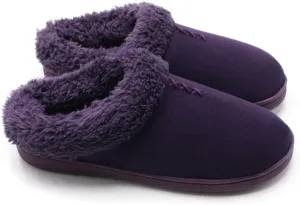 ofoot Women's Winter Warm Faux Suede Fuzzy Clog Slippers | Memory Foam, Non-Slip Rubber Soles