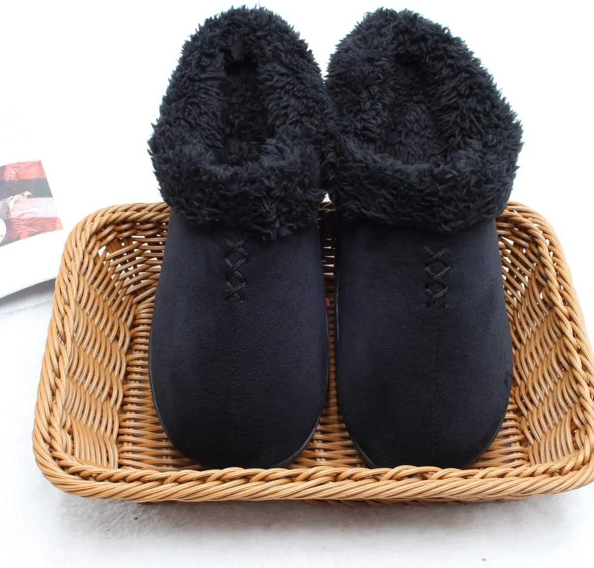 ofoot Women's Winter Warm Faux Suede Fuzzy Clog Slippers | Memory Foam, Non-Slip Rubber Soles