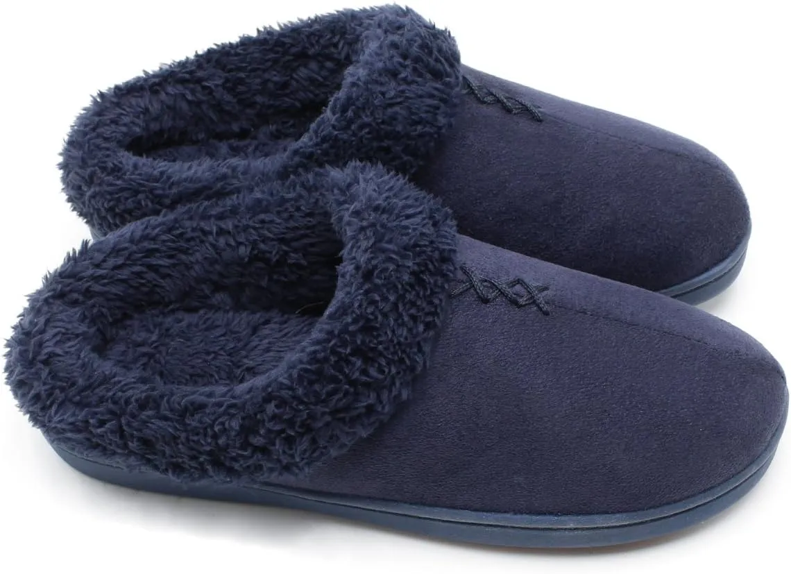 ofoot Women's Winter Warm Faux Suede Fuzzy Clog Slippers | Memory Foam, Non-Slip Rubber Soles