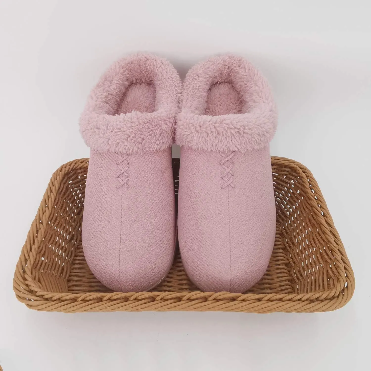 ofoot Women's Winter Warm Faux Suede Fuzzy Clog Slippers | Memory Foam, Non-Slip Rubber Soles