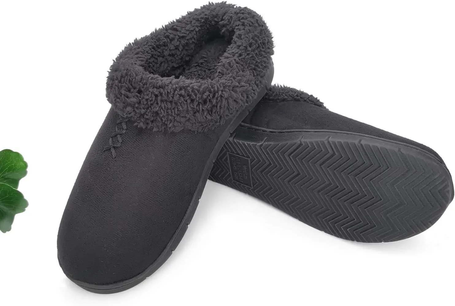 ofoot Women's Winter Warm Faux Suede Fuzzy Clog Slippers | Memory Foam, Non-Slip Rubber Soles