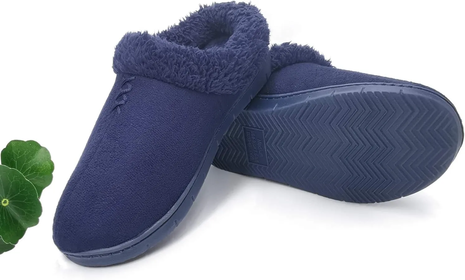 ofoot Women's Winter Warm Faux Suede Fuzzy Clog Slippers | Memory Foam, Non-Slip Rubber Soles