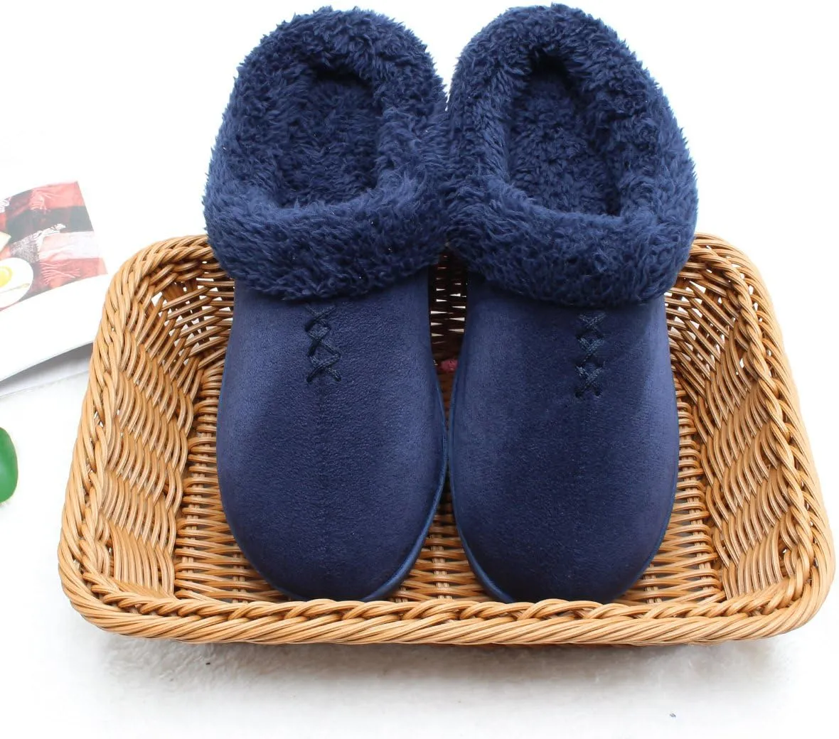 ofoot Women's Winter Warm Faux Suede Fuzzy Clog Slippers | Memory Foam, Non-Slip Rubber Soles