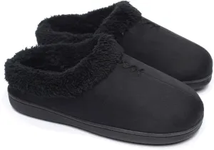 ofoot Women's Winter Warm Faux Suede Fuzzy Clog Slippers | Memory Foam, Non-Slip Rubber Soles