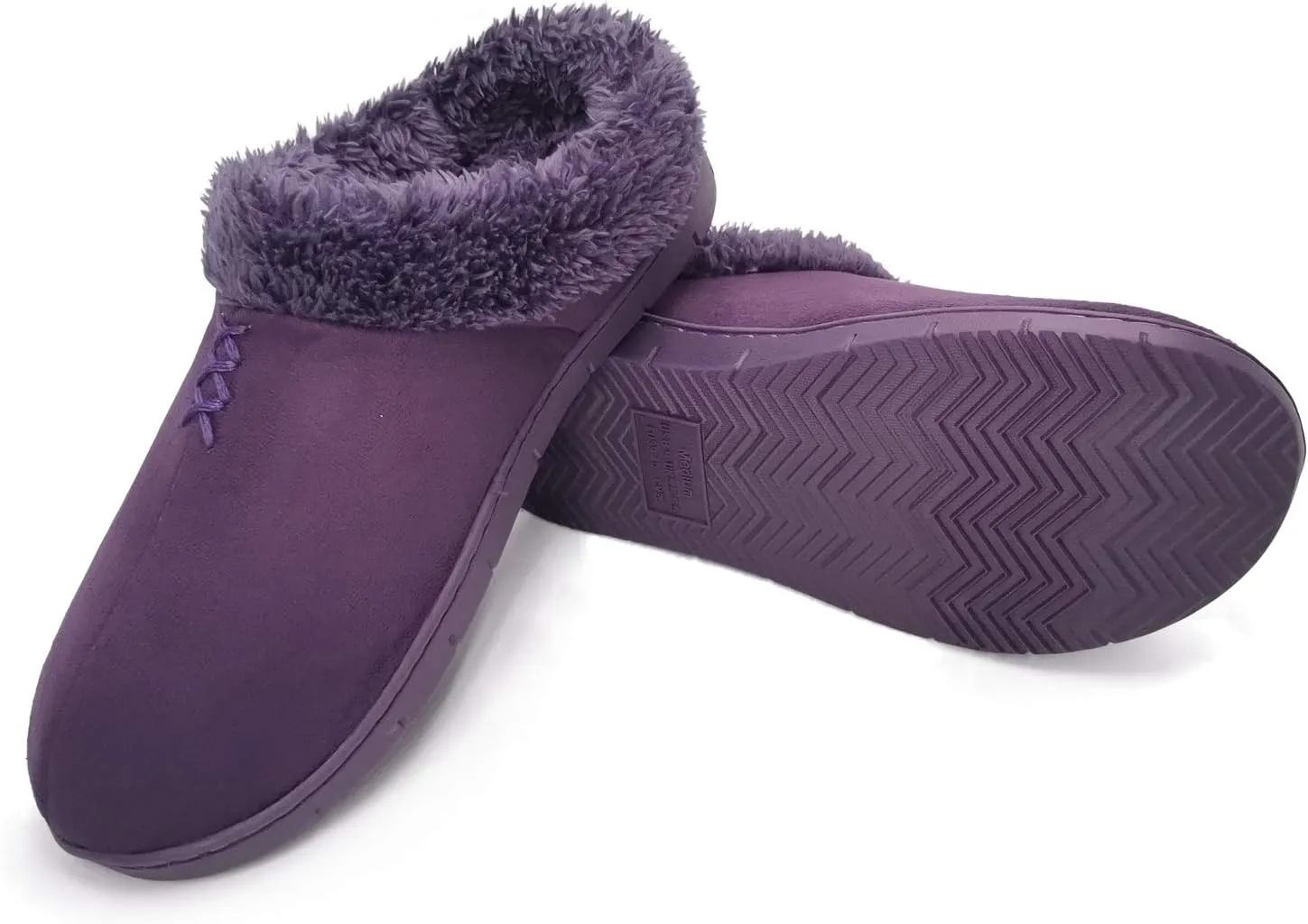 ofoot Women's Winter Warm Faux Suede Fuzzy Clog Slippers | Memory Foam, Non-Slip Rubber Soles