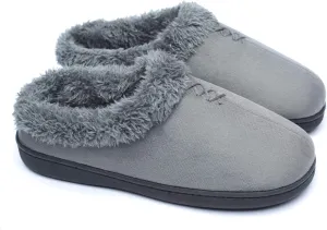 ofoot Women's Winter Warm Faux Suede Fuzzy Clog Slippers | Memory Foam, Non-Slip Rubber Soles