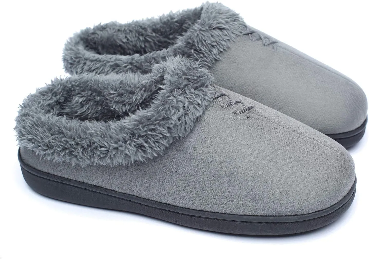 ofoot Women's Winter Warm Faux Suede Fuzzy Clog Slippers | Memory Foam, Non-Slip Rubber Soles