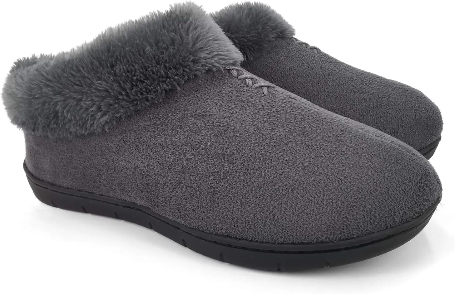 ofoot Women's Winter Warm Faux Suede Fuzzy Clog Slippers | Memory Foam, Non-Slip Rubber Soles