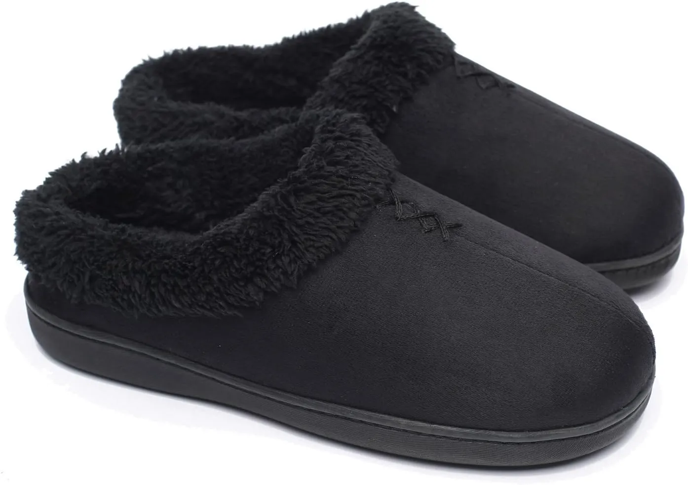 ofoot Women's Winter Warm Faux Suede Fuzzy Clog Slippers | Memory Foam, Non-Slip Rubber Soles