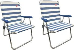 OmniCore Designs New Standard Folding Camp/Lawn Chair (2 Pack) - Blue/White
