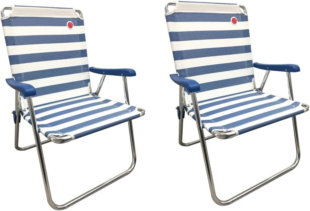 OmniCore Designs New Standard Folding Camp/Lawn Chair (2 Pack) - Blue/White