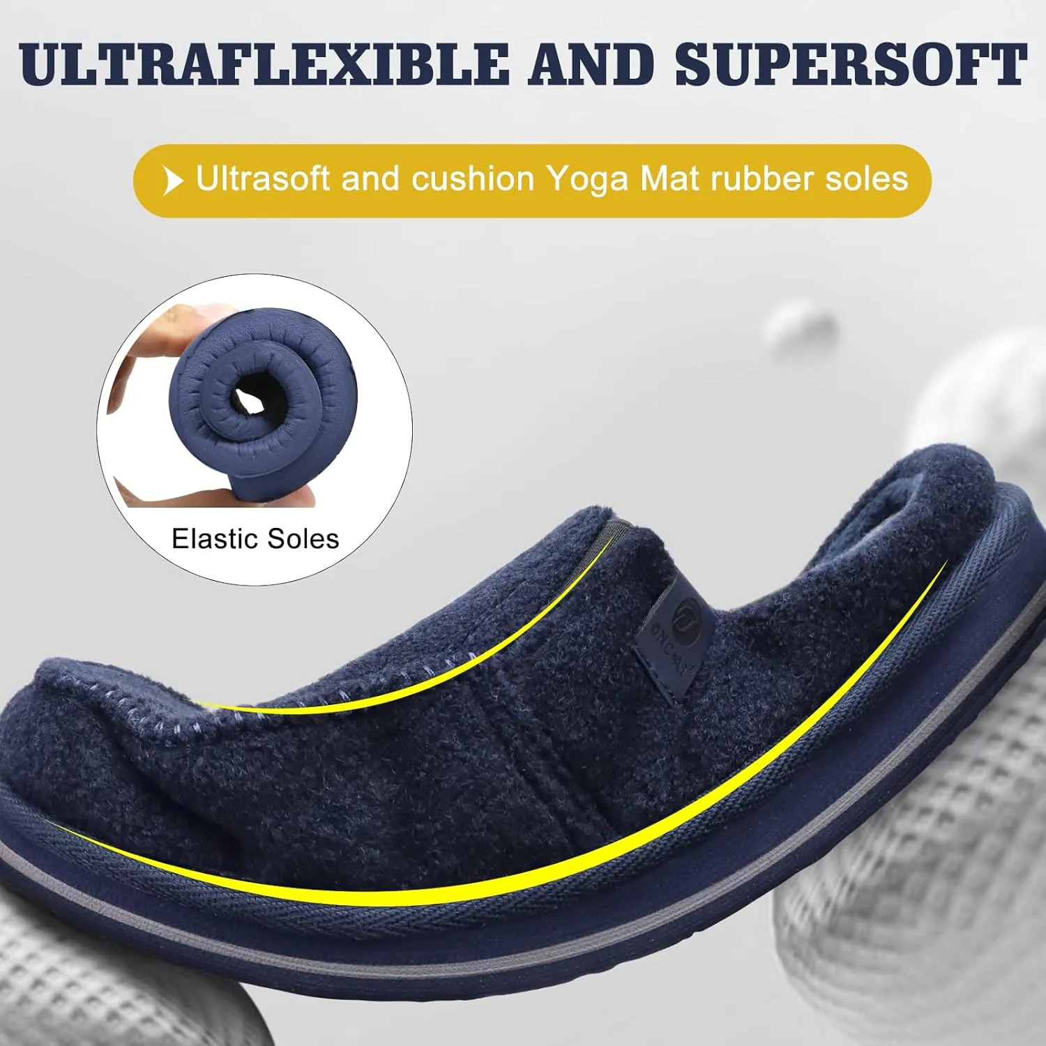 ONCAI Mens Clog Slippers with Arch Support Stripe Faux Fur Cotton-Blend High-Density Memory Foam Warm House Slippers Slip-on Indoor Outdoor Rubber Sole Size 7-16