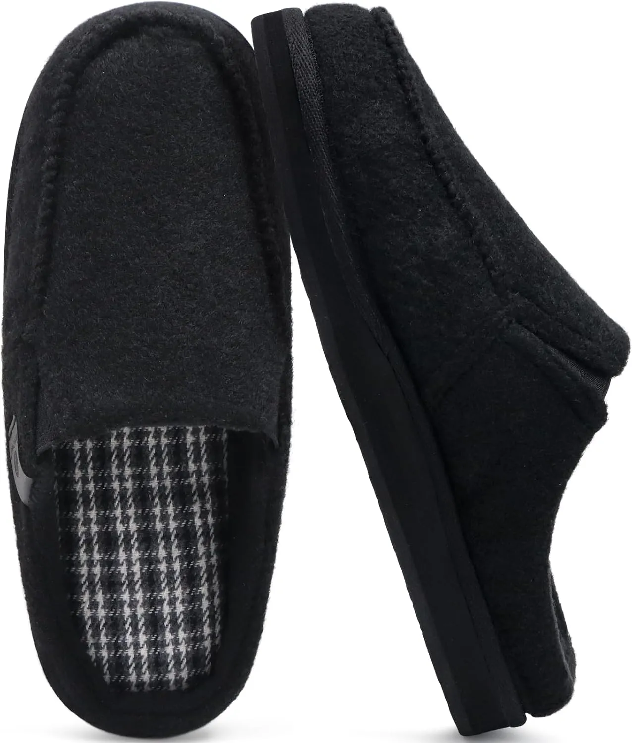 ONCAI Mens Clog Slippers with Arch Support Stripe Faux Fur Cotton-Blend High-Density Memory Foam Warm House Slippers Slip-on Indoor Outdoor Rubber Sole Size 7-16