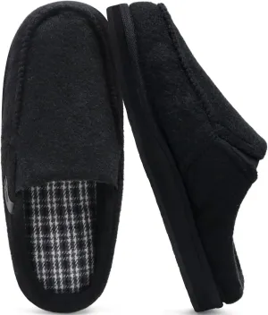 ONCAI Mens Clog Slippers with Arch Support Stripe Faux Fur Cotton-Blend High-Density Memory Foam Warm House Slippers Slip-on Indoor Outdoor Rubber Sole Size 7-16