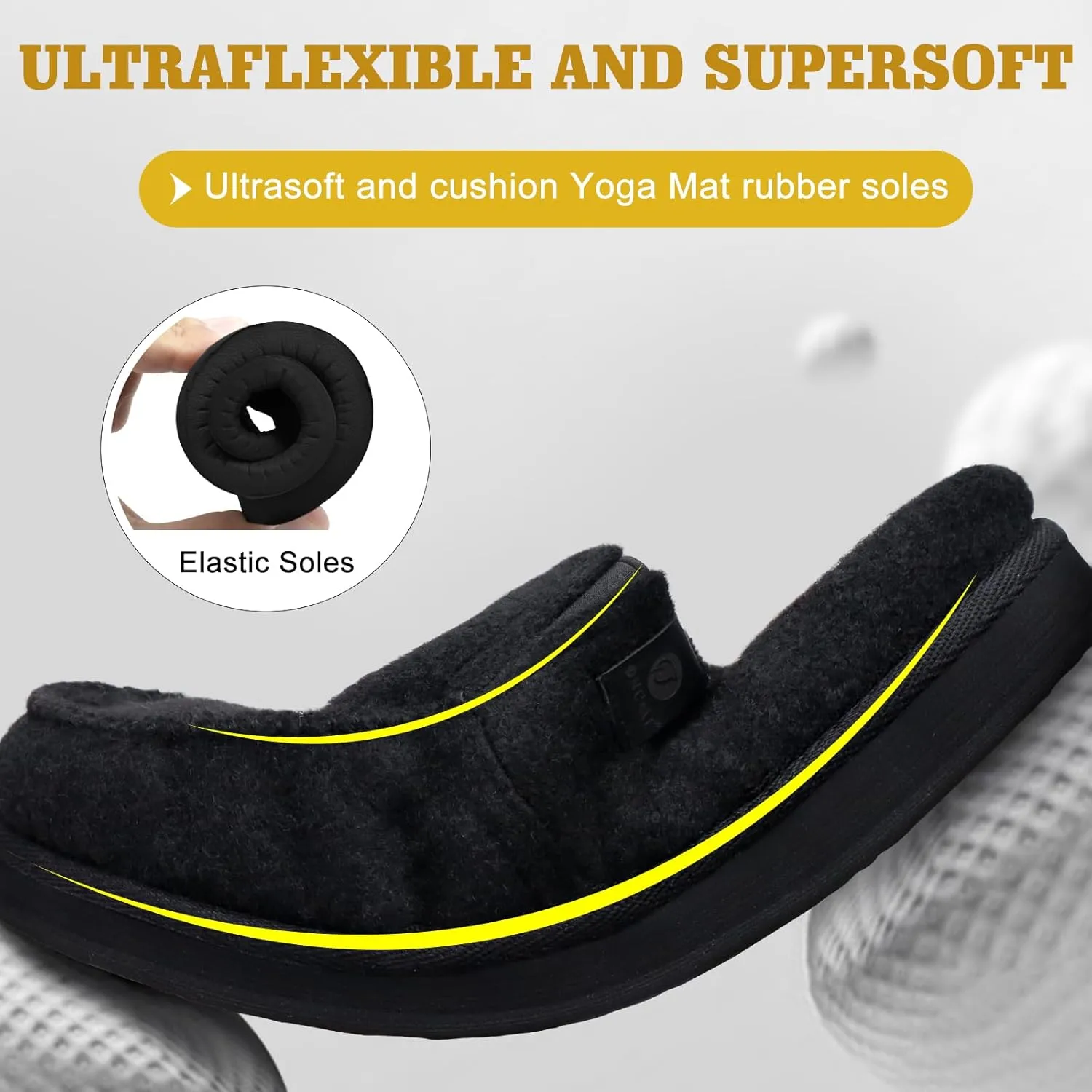 ONCAI Mens Clog Slippers with Arch Support Stripe Faux Fur Cotton-Blend High-Density Memory Foam Warm House Slippers Slip-on Indoor Outdoor Rubber Sole Size 7-16