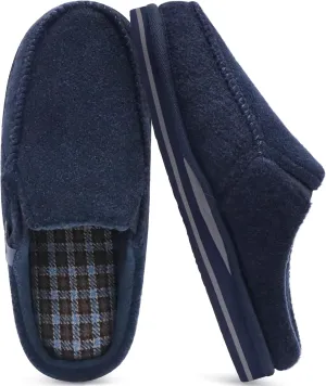 ONCAI Mens Clog Slippers with Arch Support Stripe Faux Fur Cotton-Blend High-Density Memory Foam Warm House Slippers Slip-on Indoor Outdoor Rubber Sole Size 7-16