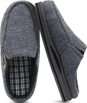 ONCAI Mens Clog Slippers with Arch Support Stripe Faux Fur Cotton-Blend High-Density Memory Foam Warm House Slippers Slip-on Indoor Outdoor Rubber Sole Size 7-16