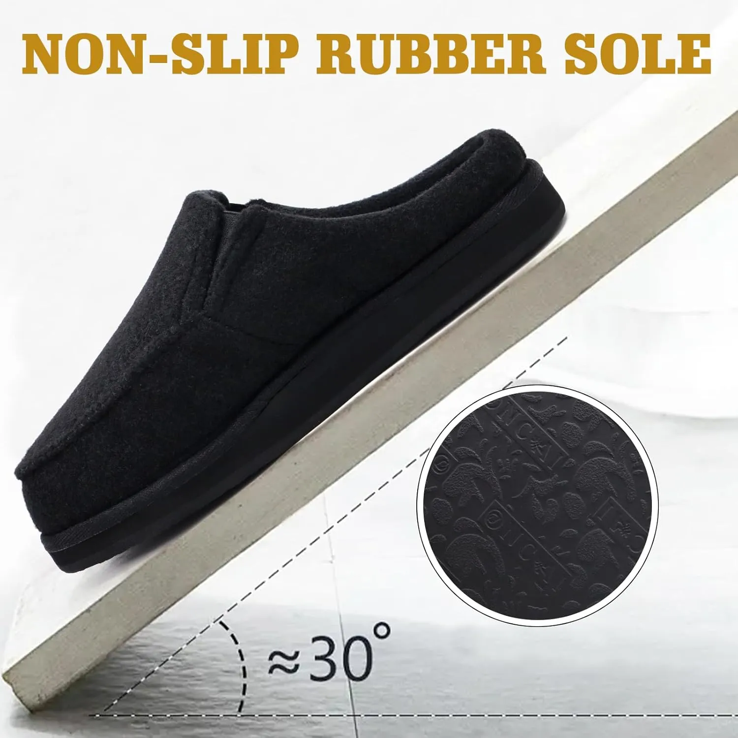 ONCAI Mens Clog Slippers with Arch Support Stripe Faux Fur Cotton-Blend High-Density Memory Foam Warm House Slippers Slip-on Indoor Outdoor Rubber Sole Size 7-16