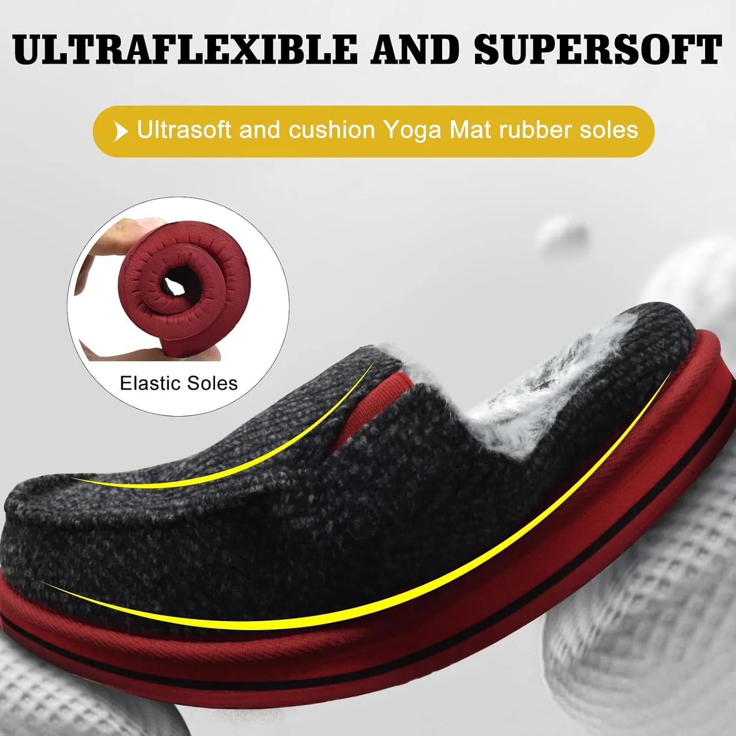 ONCAI Mens Clog Slippers with Arch Support Stripe Faux Fur Cotton-Blend High-Density Memory Foam Warm House Slippers Slip-on Indoor Outdoor Rubber Sole Size 7-16