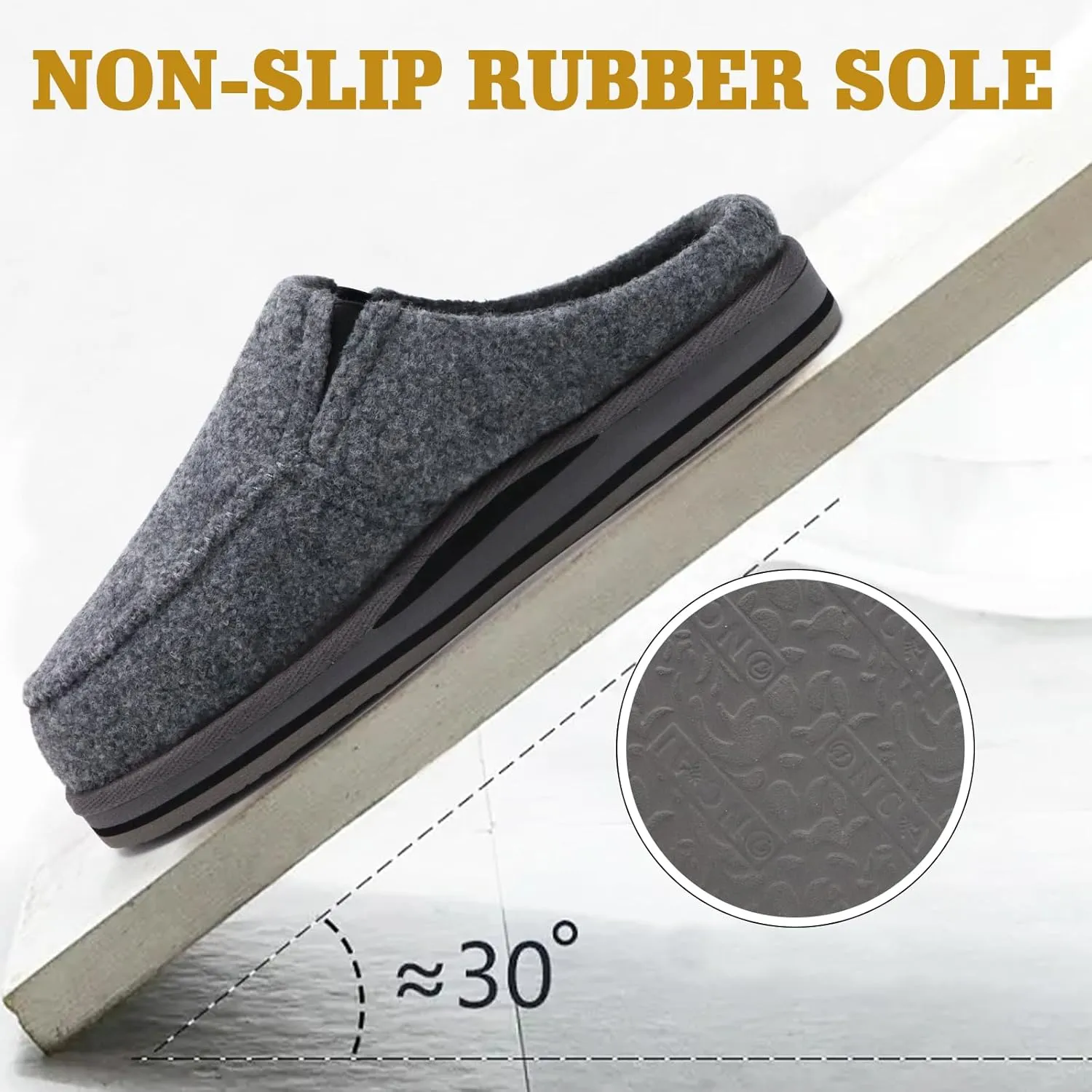 ONCAI Mens Clog Slippers with Arch Support Stripe Faux Fur Cotton-Blend High-Density Memory Foam Warm House Slippers Slip-on Indoor Outdoor Rubber Sole Size 7-16