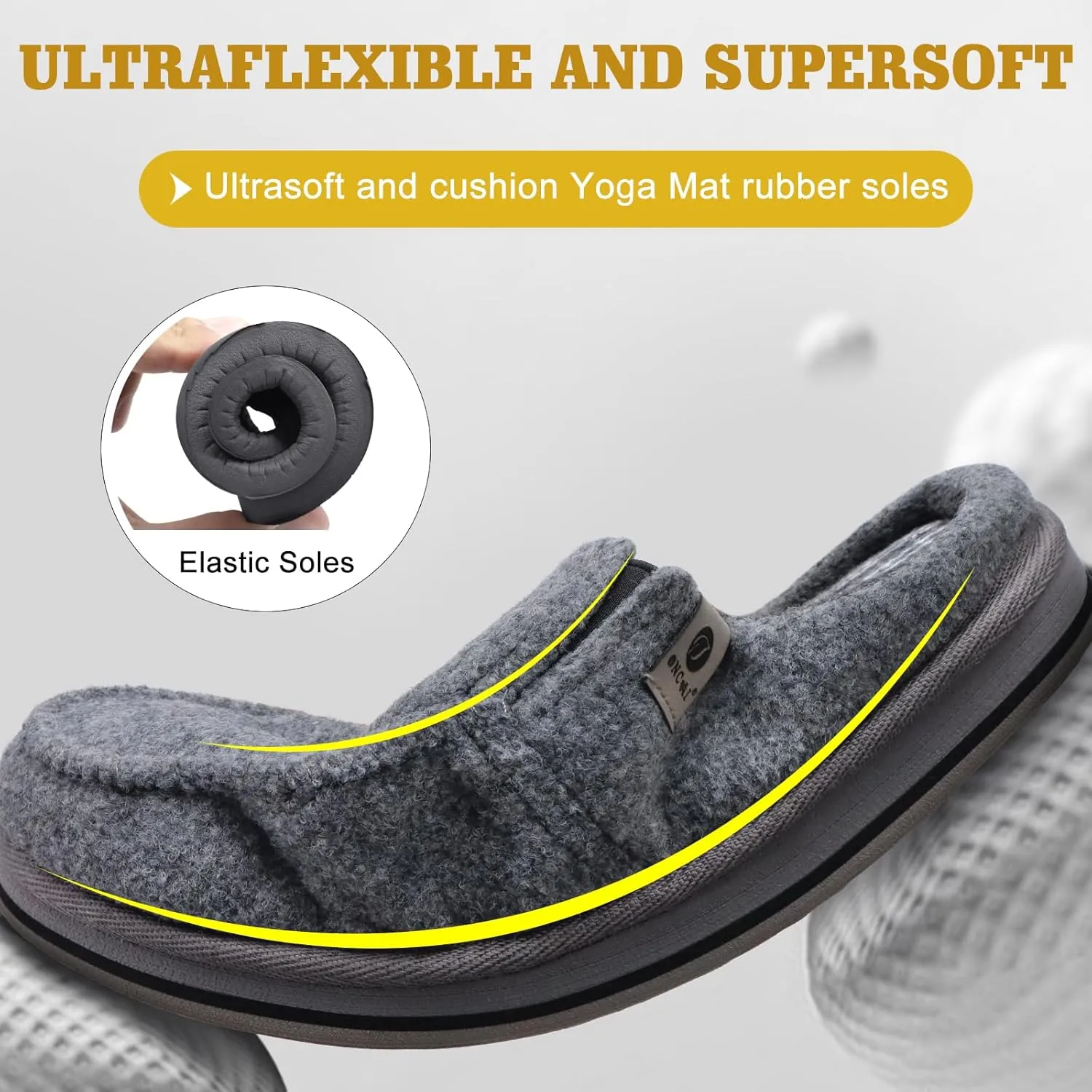 ONCAI Mens Clog Slippers with Arch Support Stripe Faux Fur Cotton-Blend High-Density Memory Foam Warm House Slippers Slip-on Indoor Outdoor Rubber Sole Size 7-16