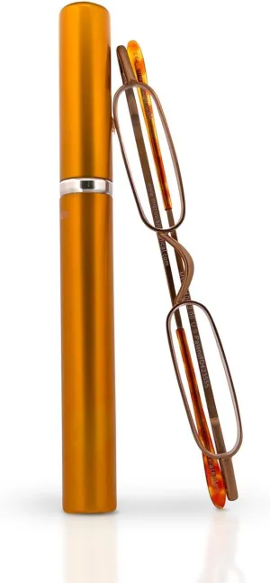 Original Mini Reader Reading Glasses With Tube Case For Women and Men Lightweight & Portable Eyeglasses