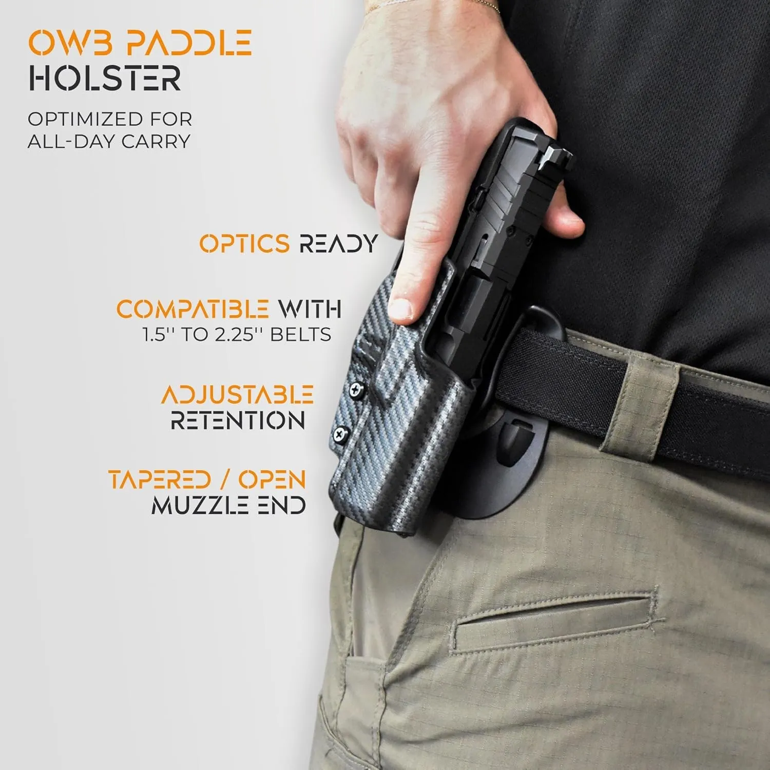 OWB Paddle Holster Fits Wilson Combat SFX9 4'' Outside The Waistband Carry Gun Holster Kydex American Made OWB with Paddle Attachment