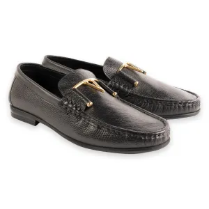 Pelle Line -3218 Deer Skin Buckle Loafer-Black