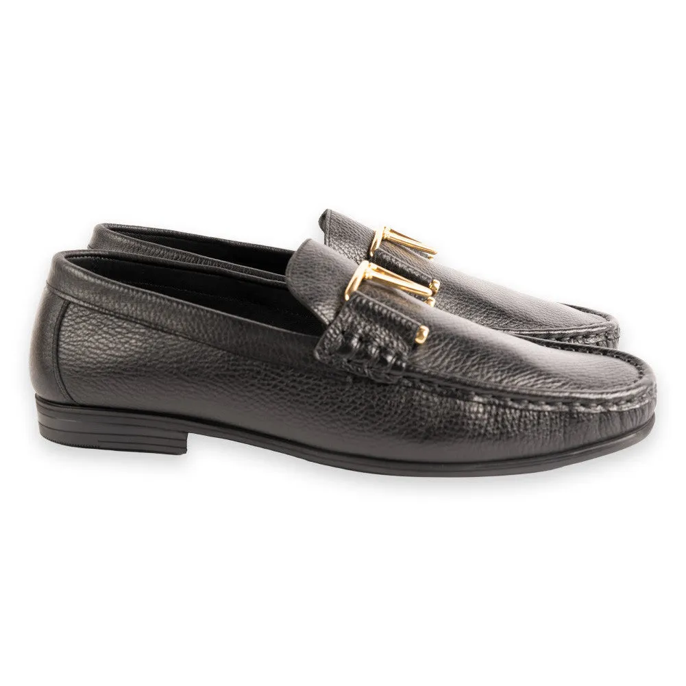 Pelle Line -3218 Deer Skin Buckle Loafer-Black