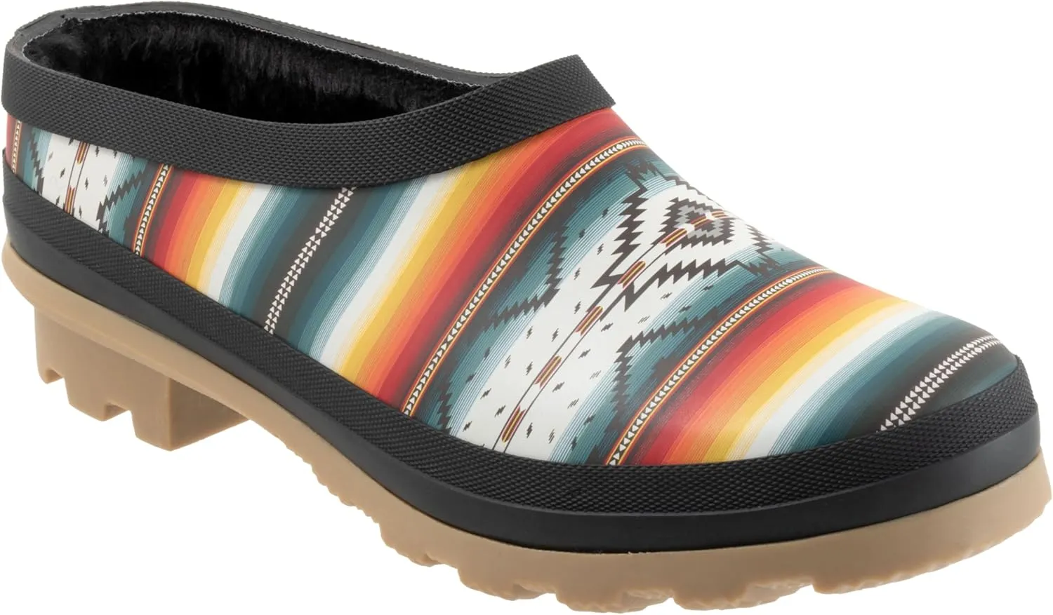 PENDLETON Women's Clog with Faux Fur Lining, Premium Rubber, Non-Slip Sole, 1.5" Heel