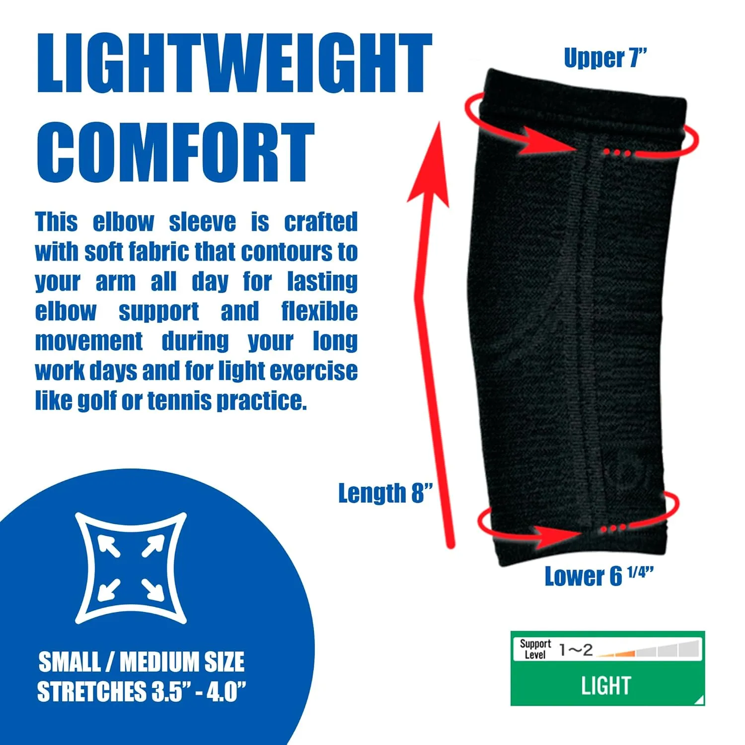 Phiten Metax Elbow Support Sleeve Brace - Slip On Lightweight, Warm Fabric Permeated with Premium Aqua-Metals for Relief, Mild Compression for Light Exercise, Workouts, Daily Wear for Men and Women - Black, Small/Medium