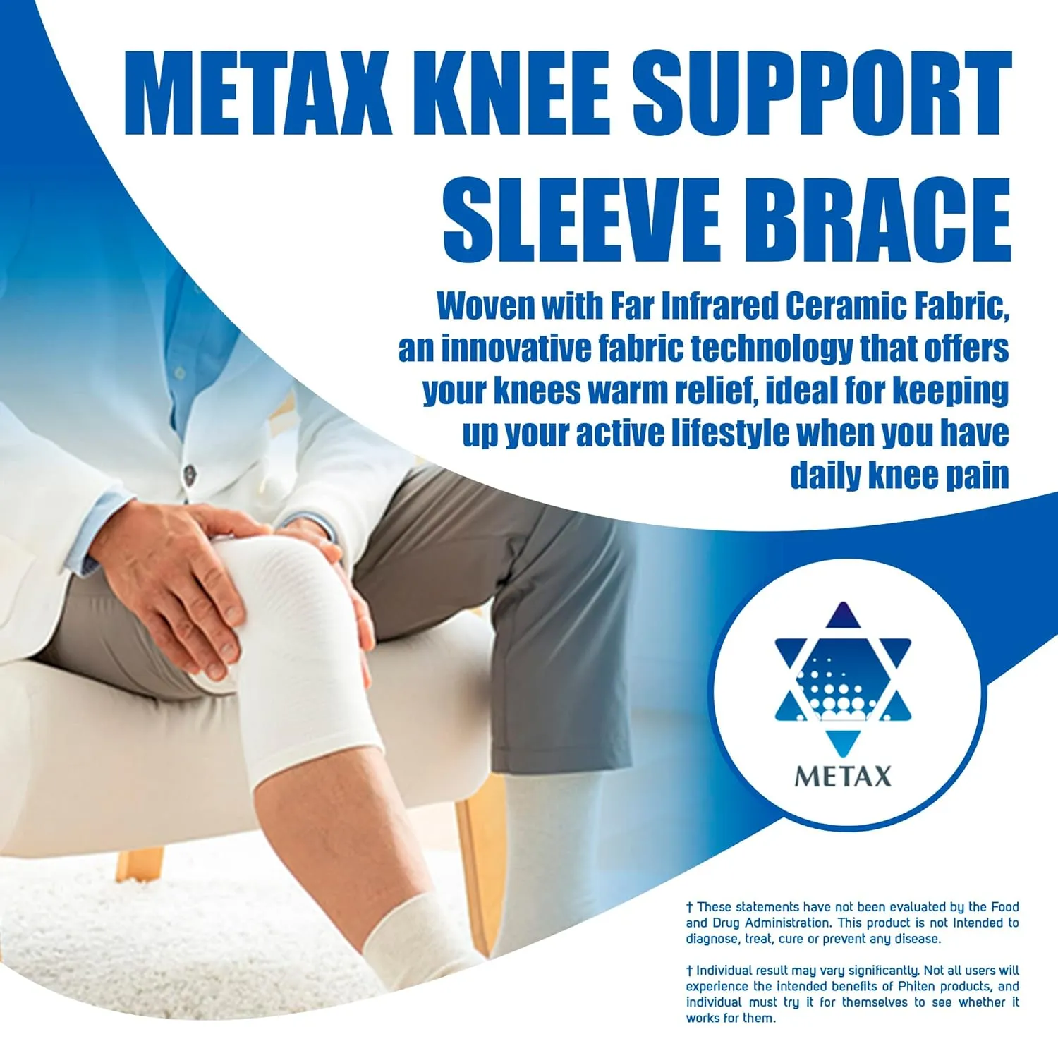 PHITEN Metax Knee Support, Off White, Small/Medium