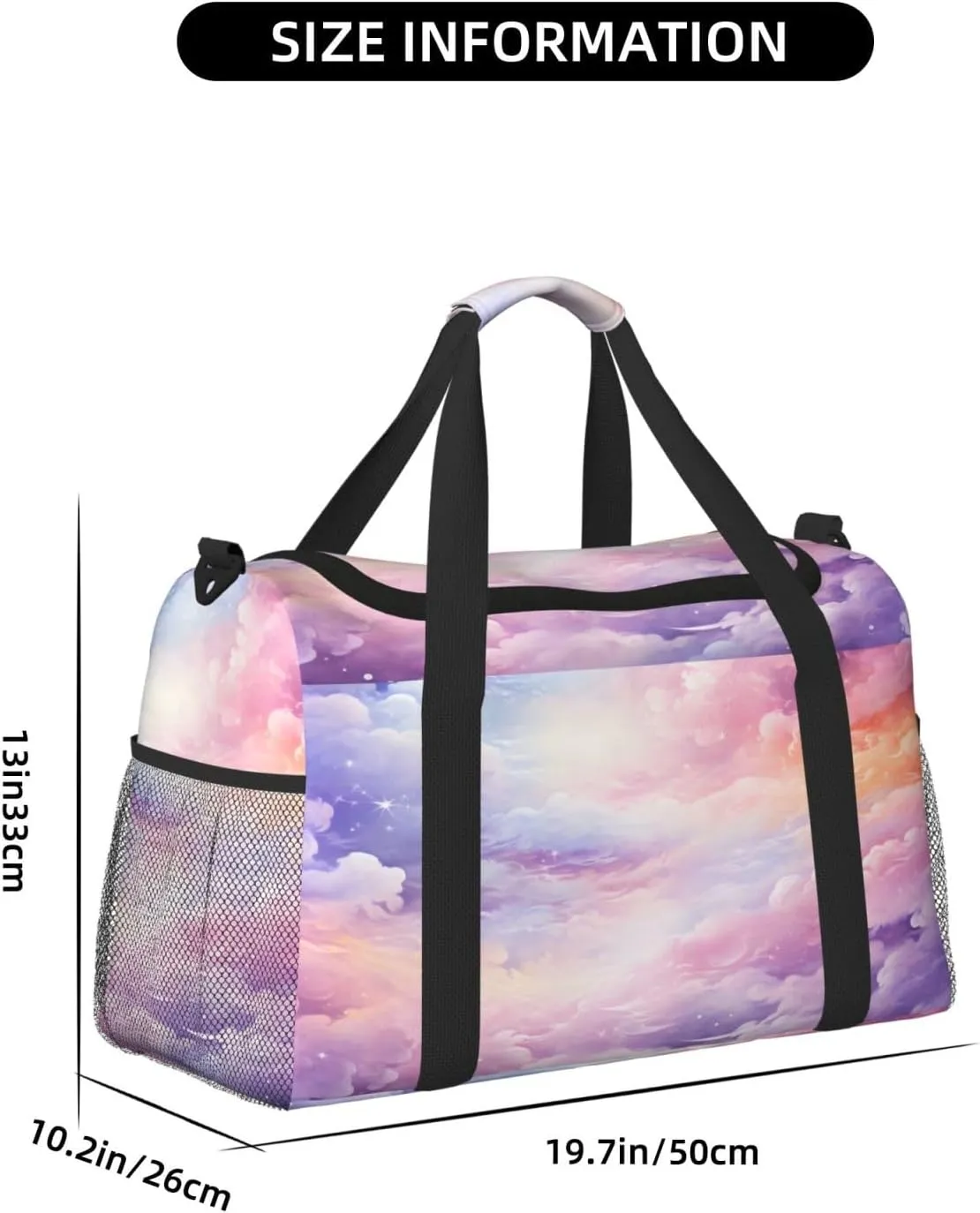 Pink Purple Nebula Universe Travel Duffel Bag with Strap Multi Pockets Sports Bag Handbag Large Shoulder Bag for Gym Weekend Fitness Camping