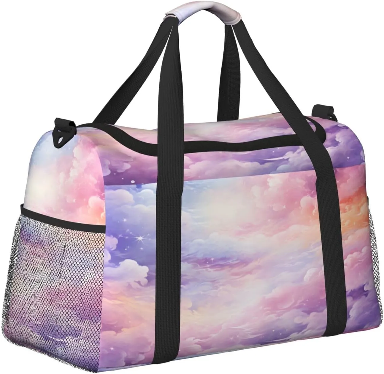 Pink Purple Nebula Universe Travel Duffel Bag with Strap Multi Pockets Sports Bag Handbag Large Shoulder Bag for Gym Weekend Fitness Camping